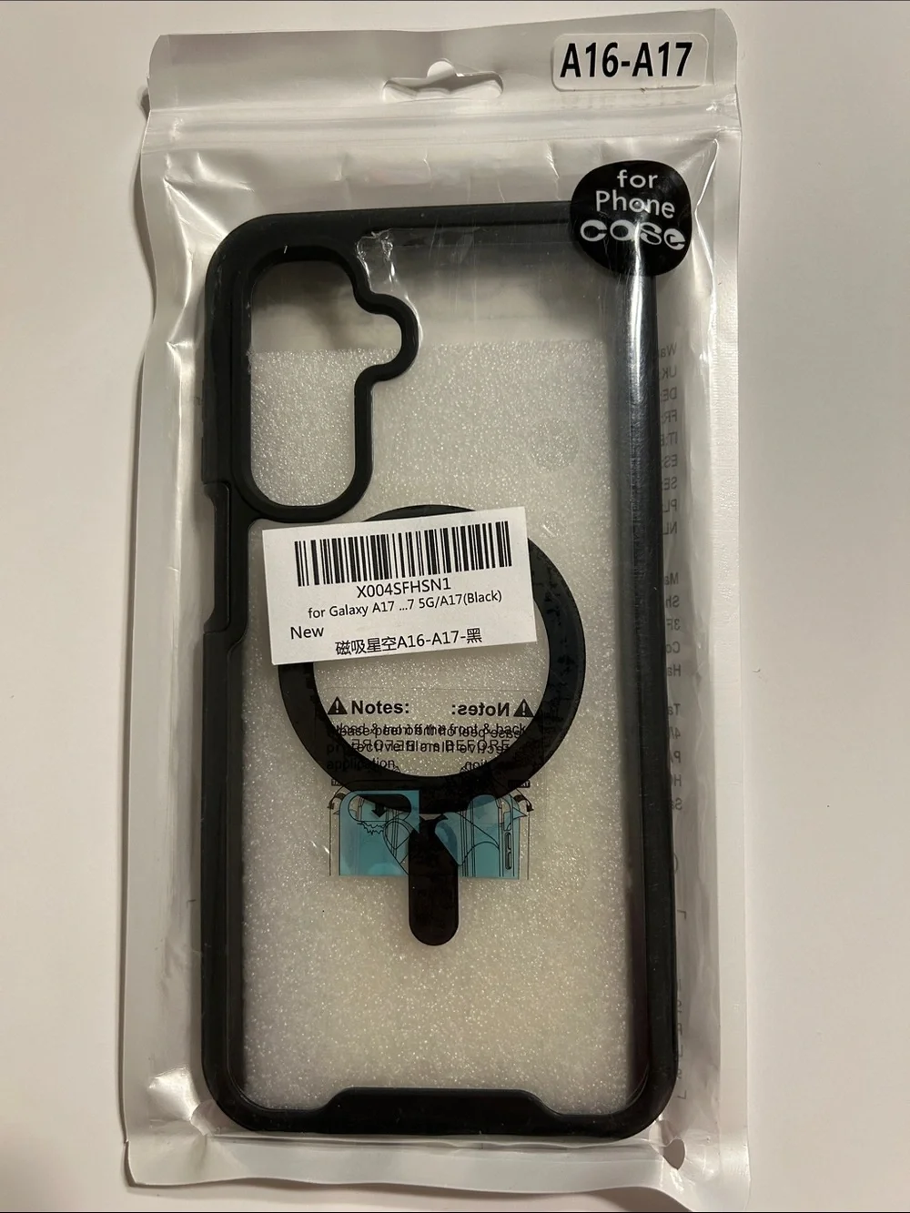 Samsung Magnetic Clear Shockproof Case with Black Trim for Galaxy A17/A16